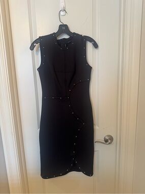 Yigal Azrouel Metallic Stud-Trim Sleeveless Mini Dress